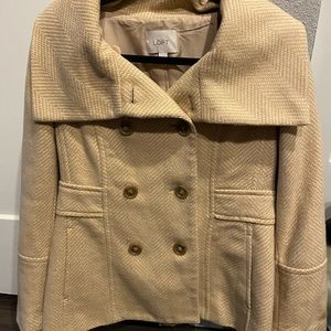 LOFT tan/beige pea coat SIZE M Peacoat.